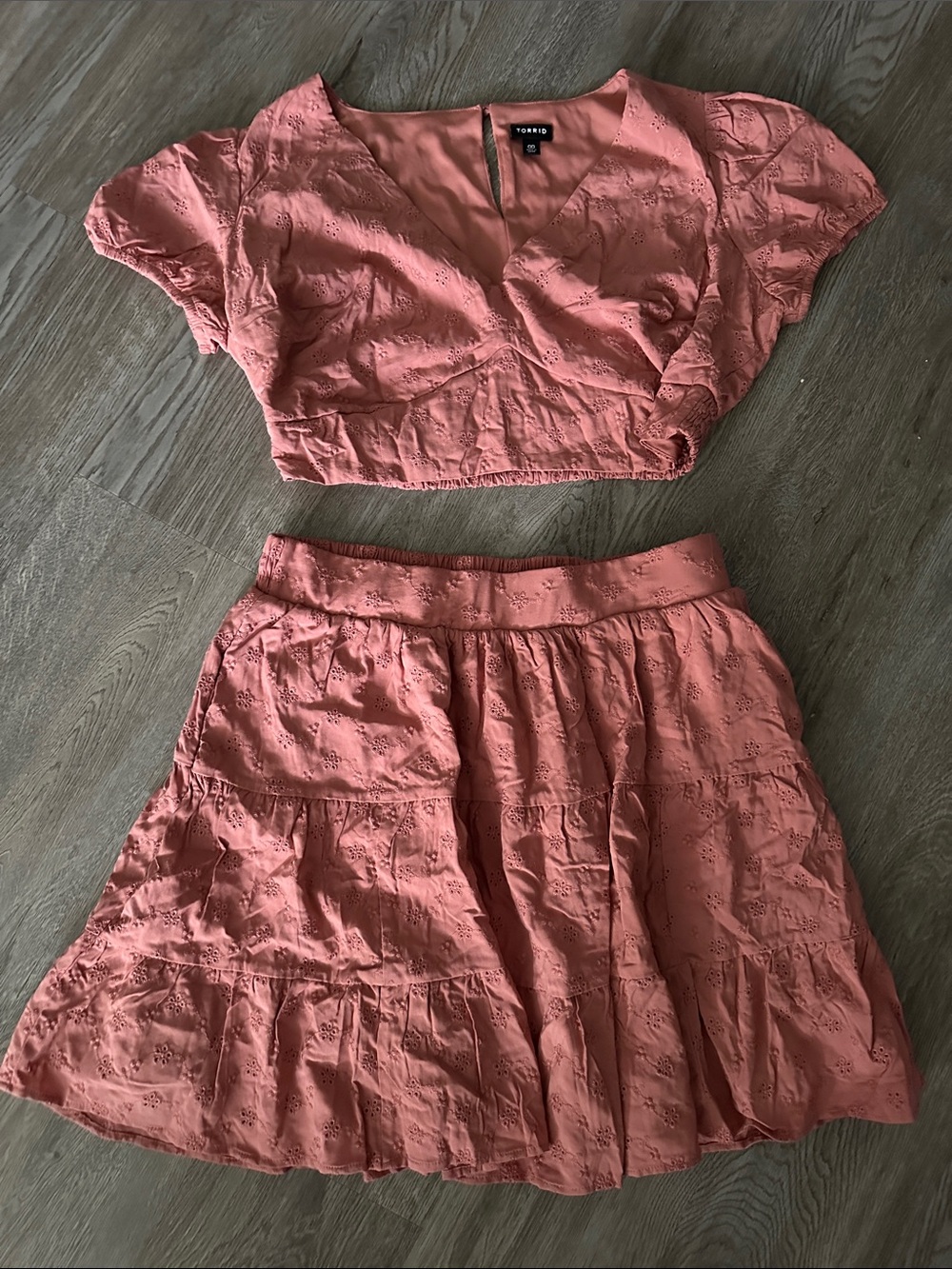 torrid Coral Eyelet Tiered Skirt Set